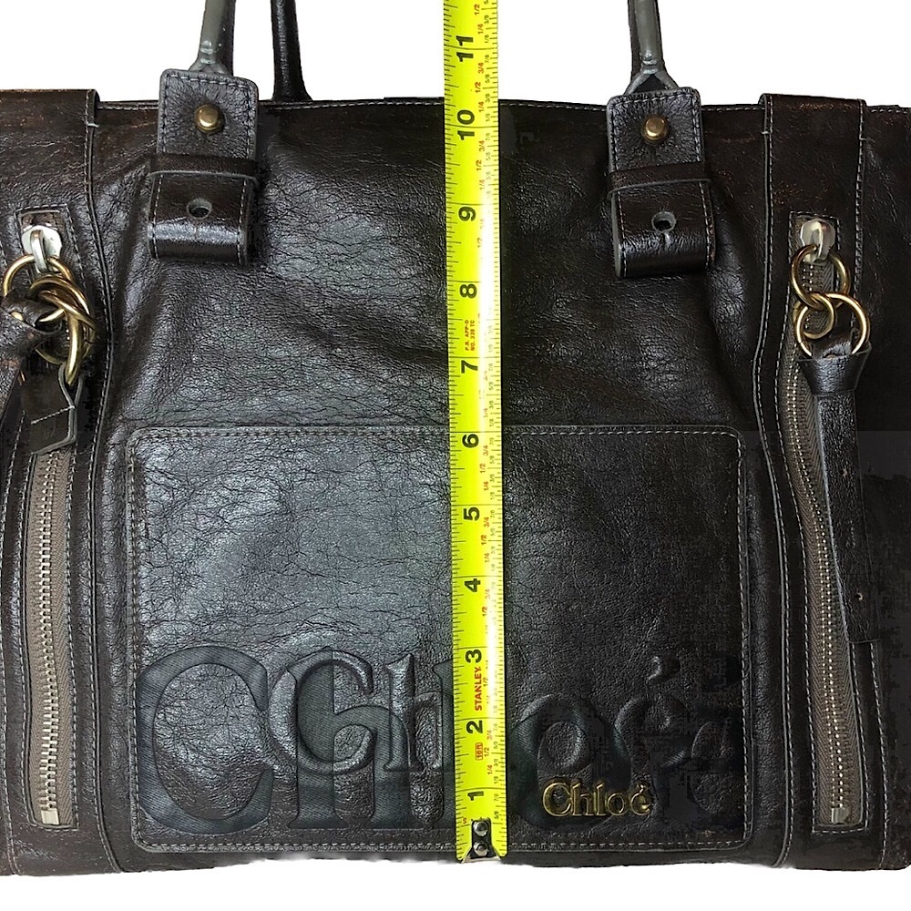 Chloe Eclipse Oversized Metallic Grey Tote Should… - image 6